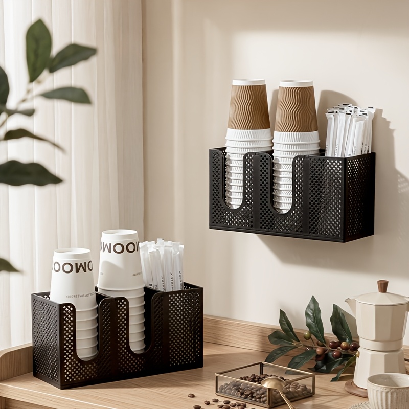 Coffee Tea Paper Cups - Kitchen Coffee Bar Mesh Storage Rack