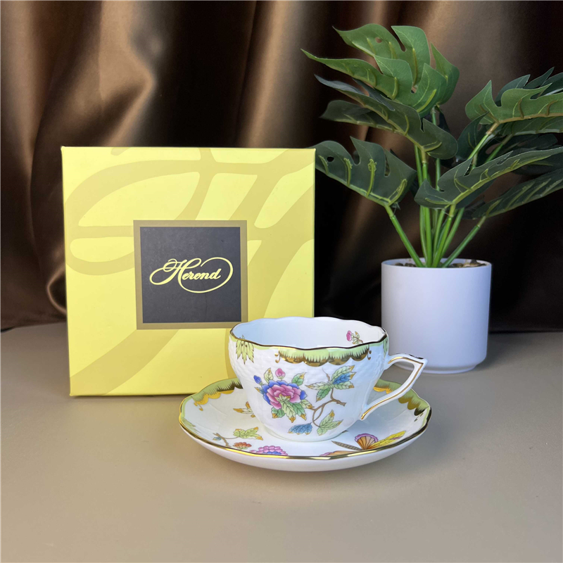 Coffee Tea Gift Basket - Flower Basket Coffee Cup and Saucer