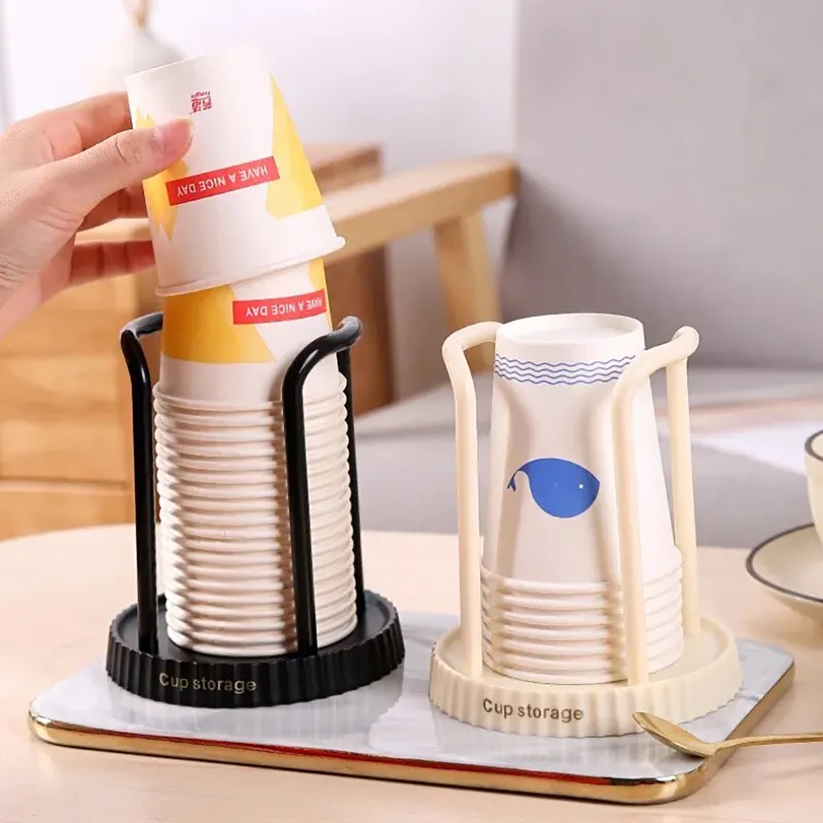 Coffee Tea Paper Cups - Minimalist Paper Cup Holder, Household Disposable